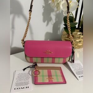 NWT Coach Hailey Flap Bag and matching Card Case With Plaid Print